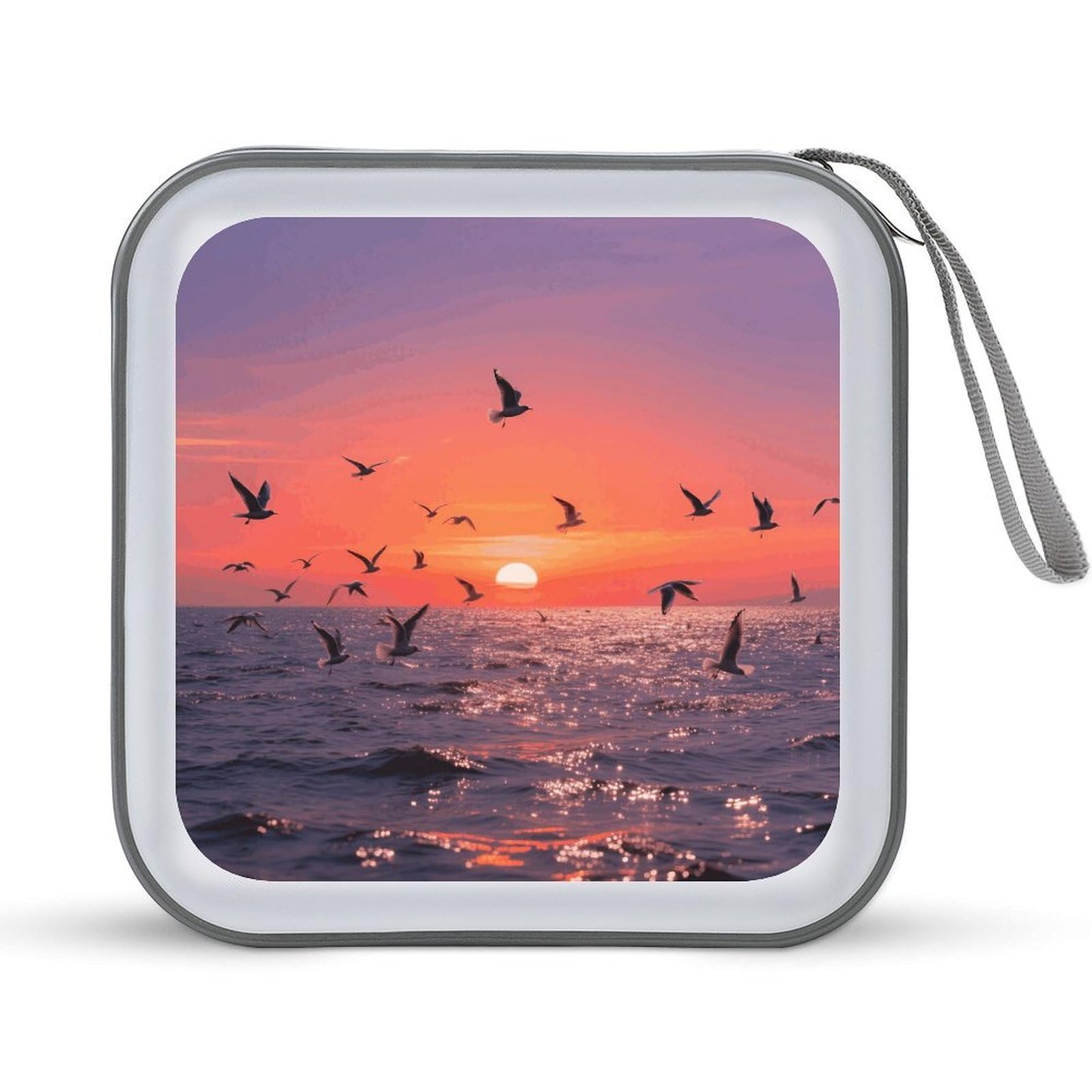 Carpeta de CD Sunset Seagulls para evitar rayas en los discos y organizar 40 DVD con cremallera