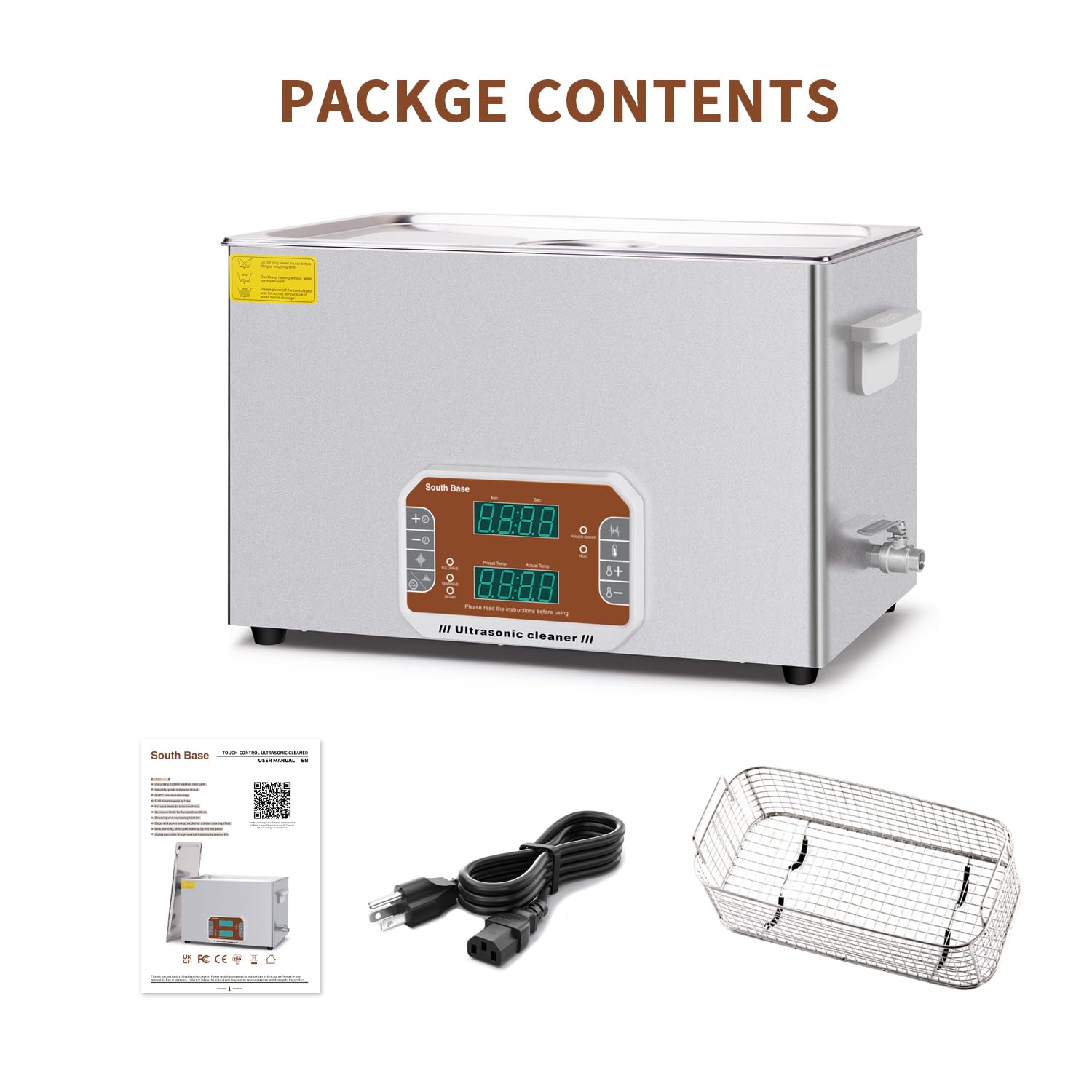 SOUTH BASE Myjka ultradźwiękowa, 30 l, z koszem do czyszczenia, timerem i ogrzewaniem, 600 W, Touch Control, ultradźwiękowa maszyna do czyszczenia pistoletu, silnika motocyklowego, części gaźnika,