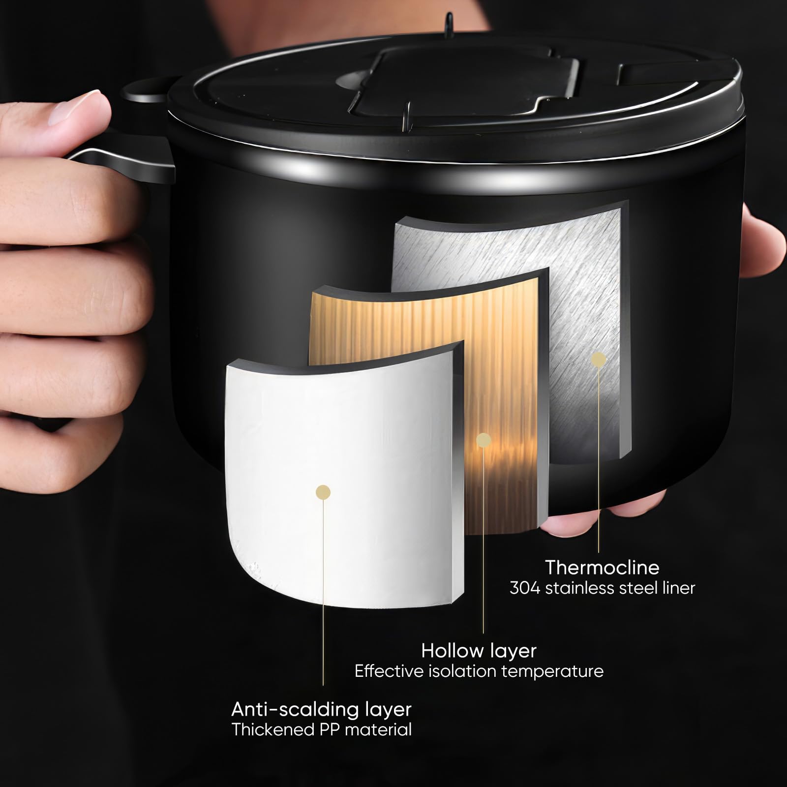 Fornello Ramen Ciotole per noodle in acciaio inossidabile con coperchi Design filtrabili Coperchio e manico Supporto per telefono da 1100 ml Antipolvere per Udon Miso  15