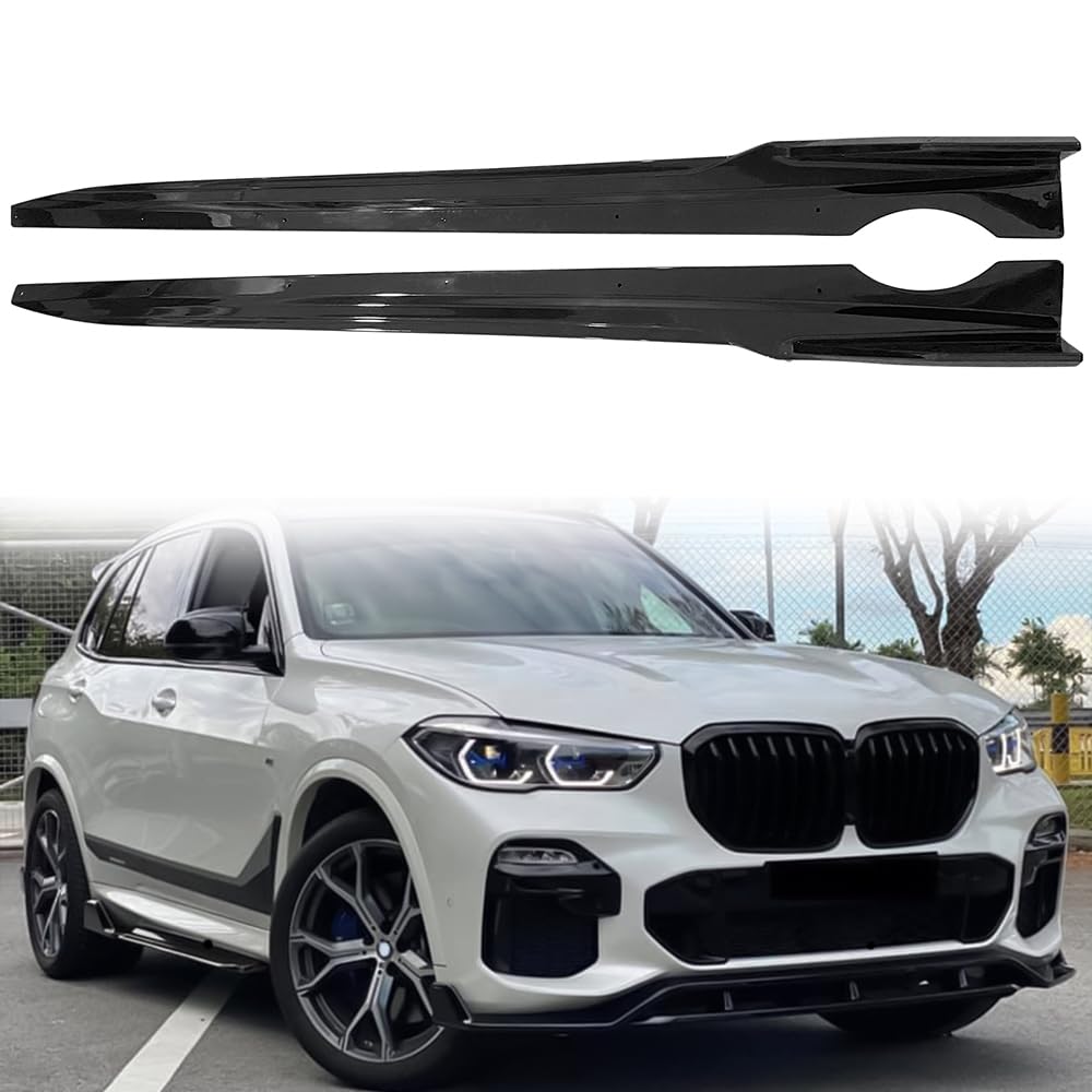 MODILOVER Side Skirts, Compatible with 2019-2025 BMW G05 X5 M Sport, PP Gloss Black IKON Style Rocker Panel Side Splitter Bottom Line
