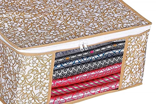 Image of IMMERSE Non-Woven Saree Cover Storage Bag With Transparent Window /Cloth Covers With 2 Premium zip /Saree Organizer for Garment Covers with a capacity of up to 8 sarees (Pack Of 6)