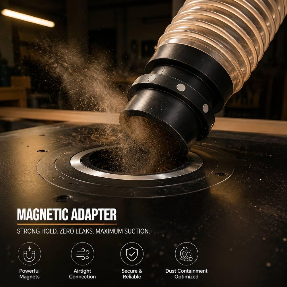 Absaugschlauch Adapter 100mm, magnetisch für Frästisch und Kappsäge