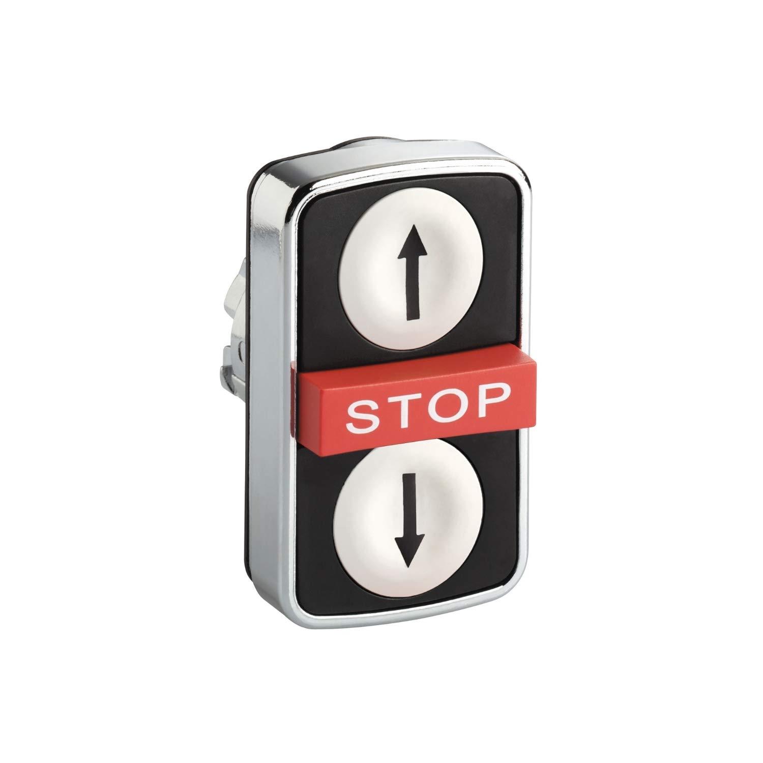 Cabezal pulsador triple blanco stop negro IP69K para control industrial 2