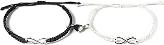 2Pcs Infinity Distance Couple Braided Handcrafted Luck Bracelet Bangle Adjustable Rope His and Hers Wristband Wrist Jewelry