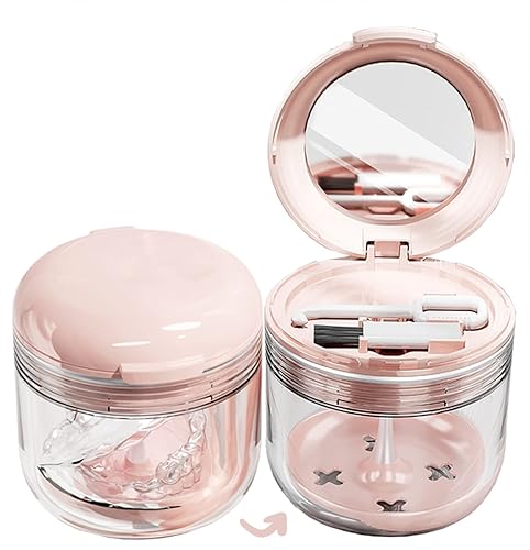 Vista 59 de MURRI&MURRDI Estuche de retenedor, caja de baño para dentaduras postizas con cesta de colador, funda protectora bucal, taza limpiadora de frenos, A