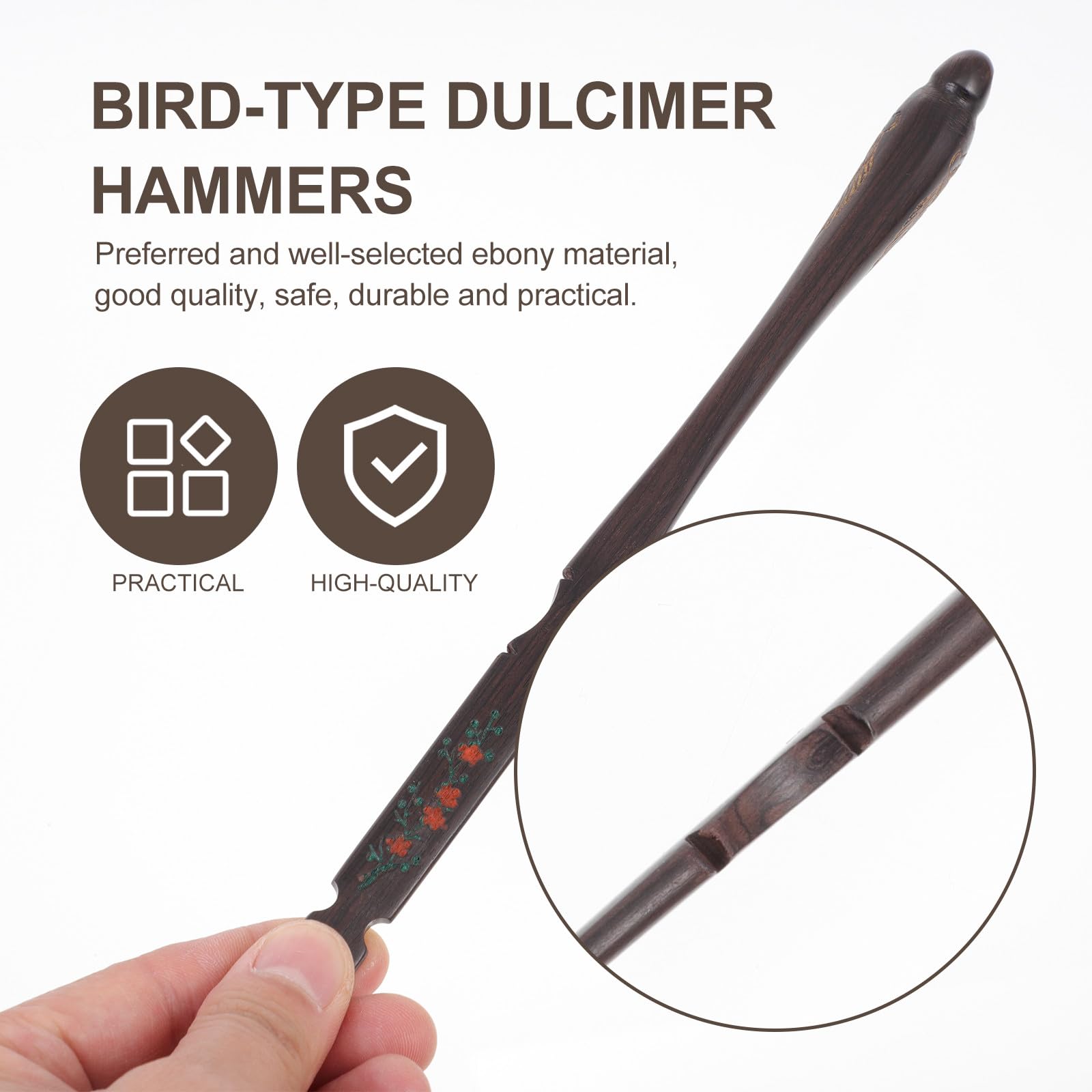 TOYANDONA Martelli per Dulcimer Martellare e Liscio in Ebano Nero per Dulcimer a Forma di Piccione con Secchio, Set di Accessori per Strumenti Musicali