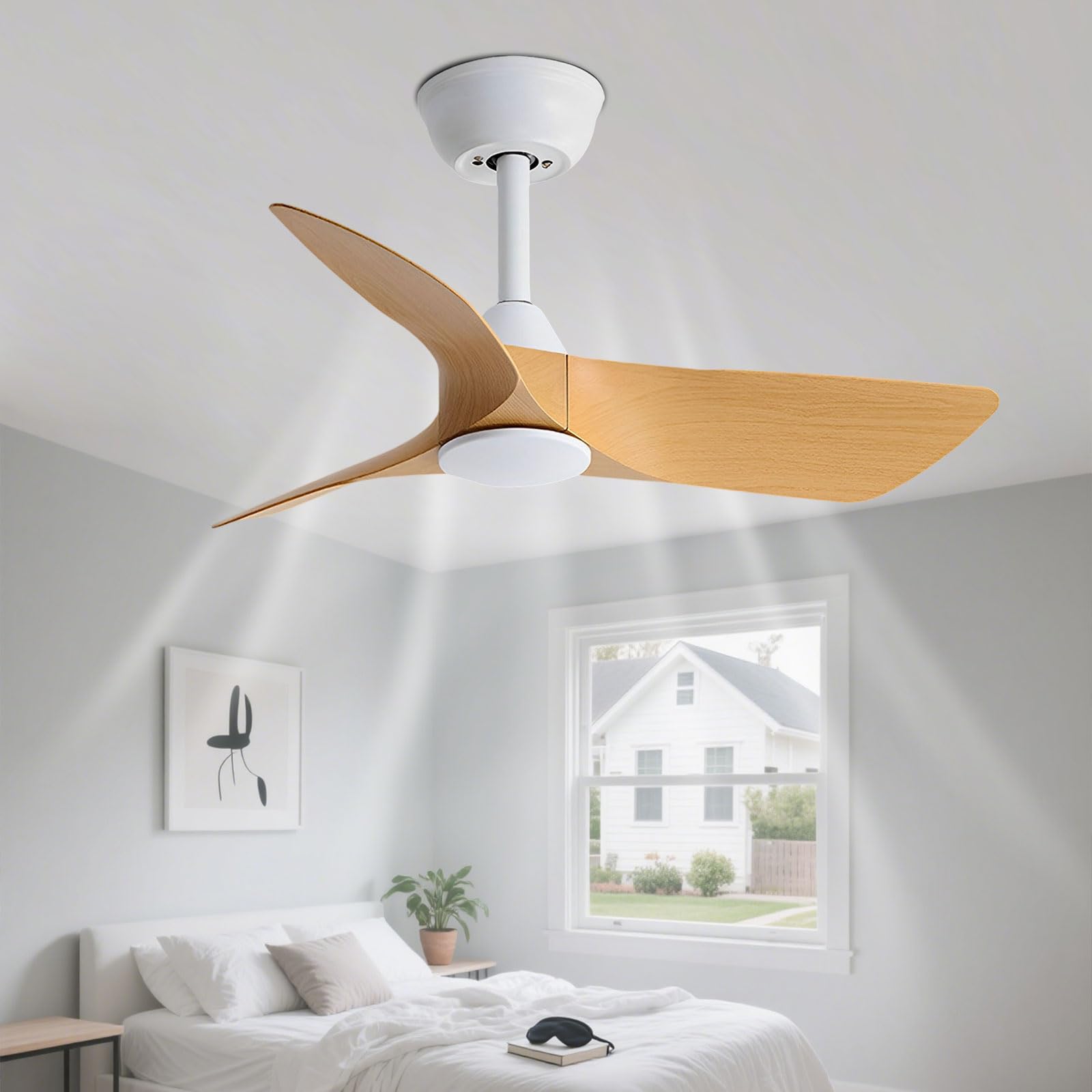 IBalody 30 Inch Modern Small Ceiling Fan No Light with Remote 6 Speeds