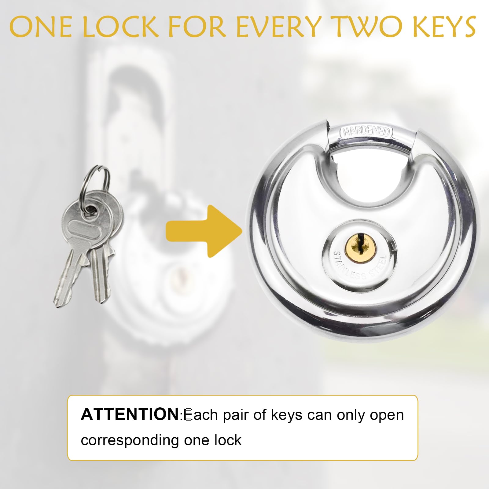 Lot de 12 cadenas à clés identiques en acier inoxydable