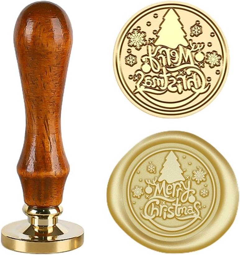 EKIDAZ Christmas Wax Seal Stamps Head with Wooden Handle
