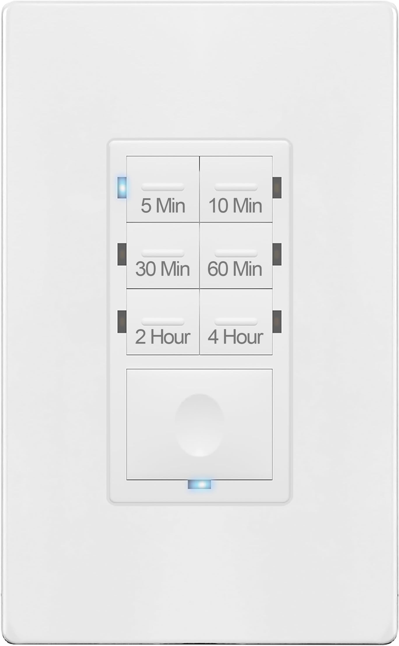 Enerlites HET06 4-hour In-Wall Countdown Timer Switch for Lights and Motor 5-10-30-60 mins, 2-4 hours, Decorative Wall Plate Included, White