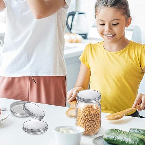 Miniatura 5 de 12 tapas reutilizables para tarros de masón, tapas de tarro de plata con boca ancha y boca regular, a prueba de fugas, tapas seguras para tarros de