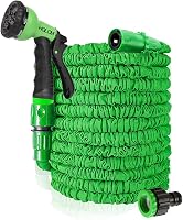 HGLCM Bővíthető Kerti Locsolótömlő 8-Funkciós Szórópisztollyal - 15m Zöld Flexibilis Magic Hose, Szivárgásmentes, Könnyű Tárolás 1