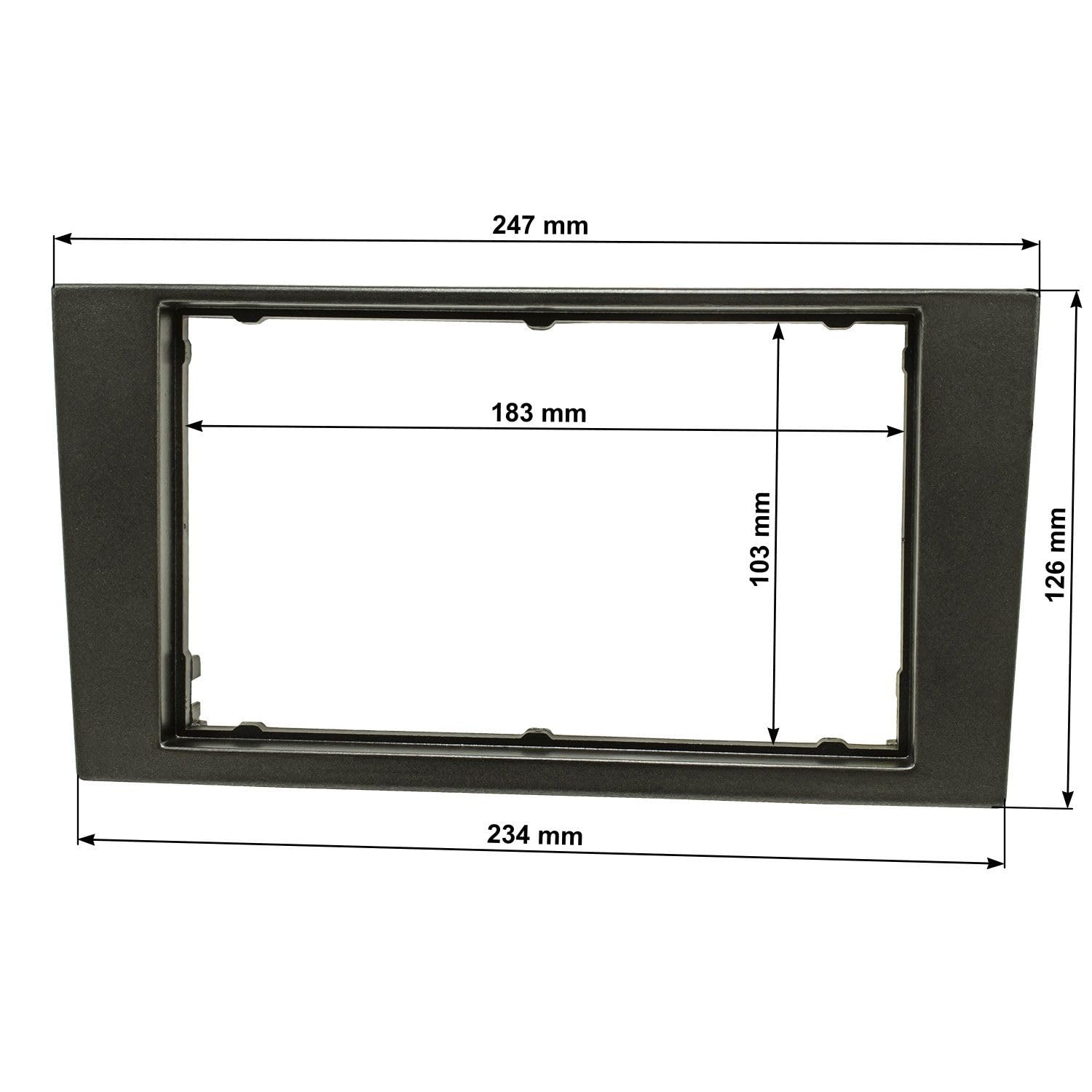 tomzz Audio 2415-074 Doppel DIN Radioblende kompatibel mit Ford Mondeo MK3 Facelift ab 2003-2007 dunkelgraumetallic