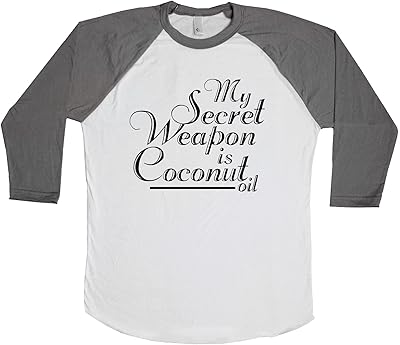My Secret Weapon is Coconut Oil Unisex Baseball Long Sleeve Tee White-Asphalt Large
