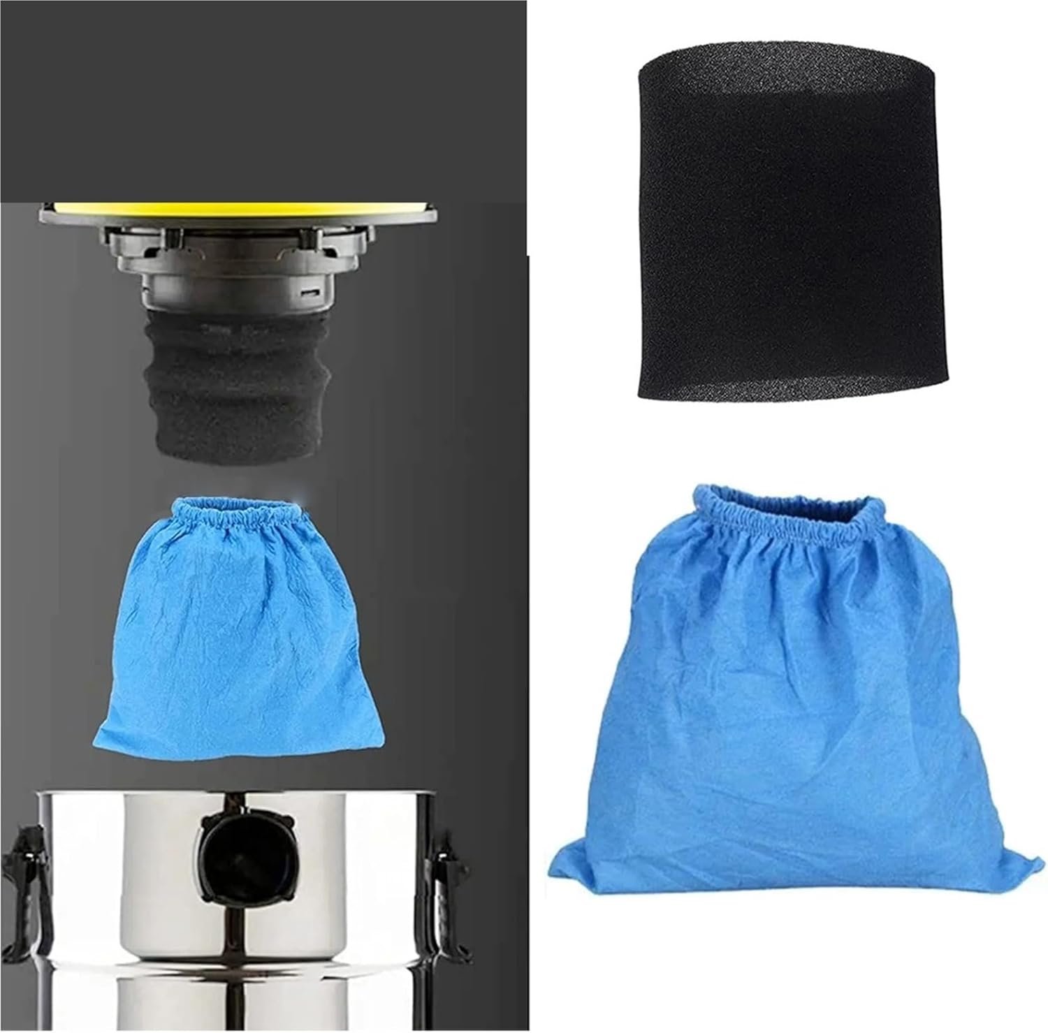 Compatible for Karcher Vacuum Cleaner, Textile Filter Bag and Filter Elements Replacement Parts(SET D)