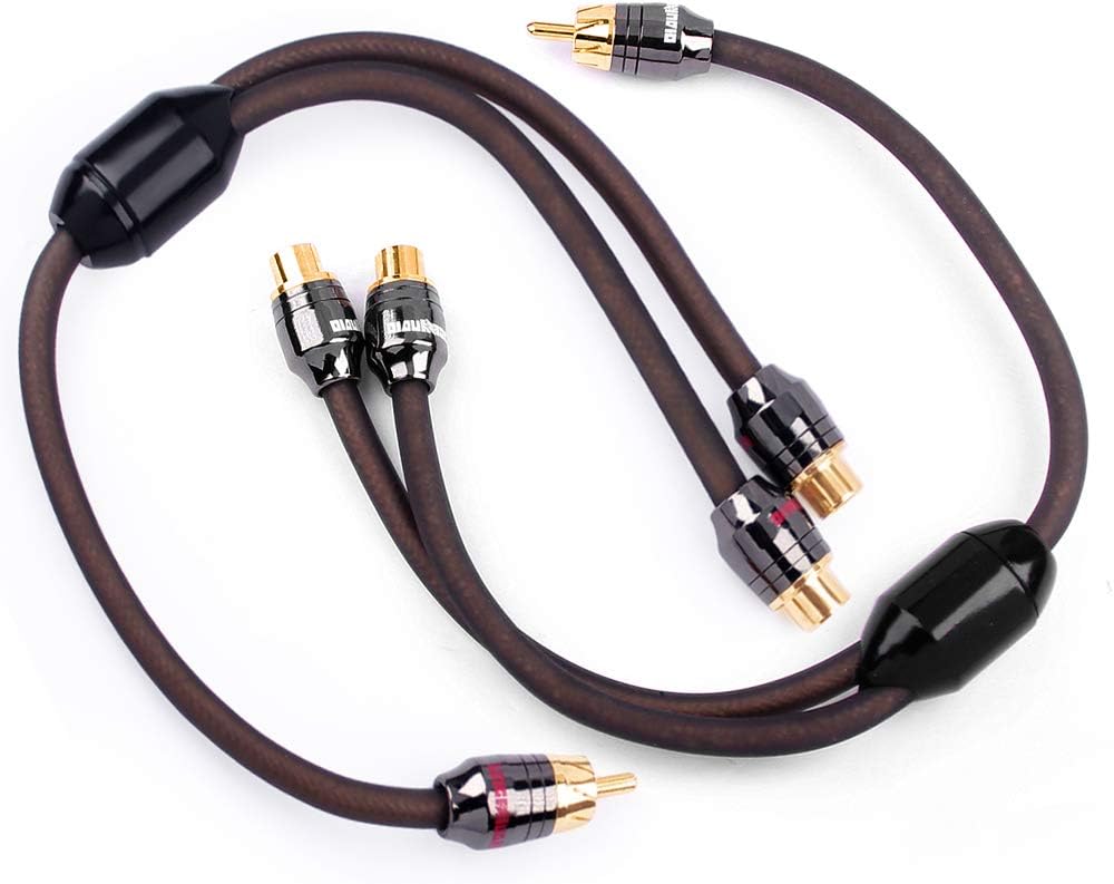 1ft 1 Male to 2 Female RCA Y Adapter Splitter Connector (2 Pack) (1 Male to 2 Female)
