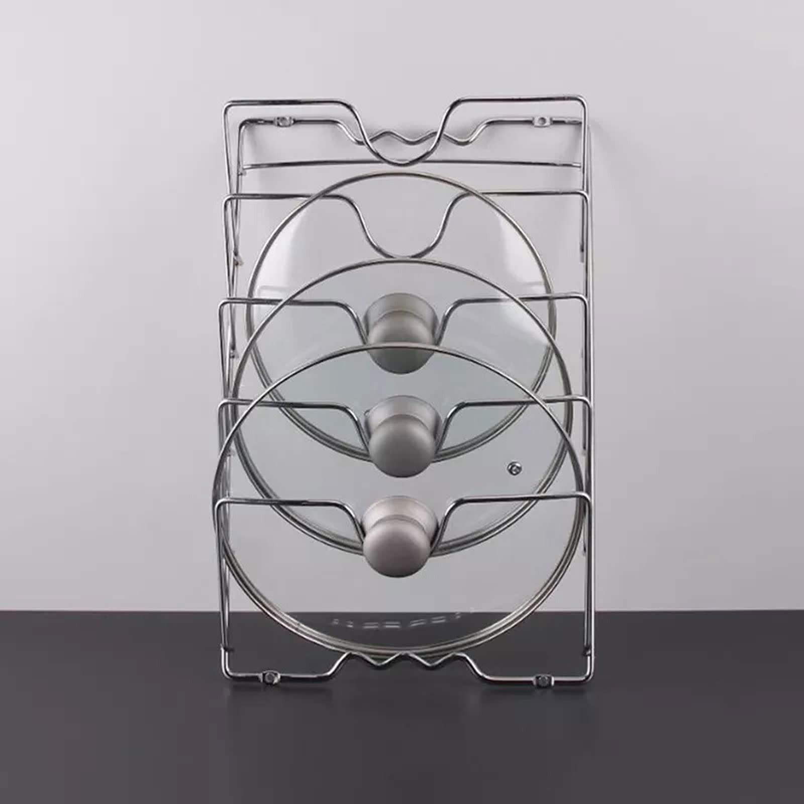 Scaffale da cucina in metallo con supporto per coperchio e porta cucchiaio, 5 ripiani, per utensili da cucina e utensili