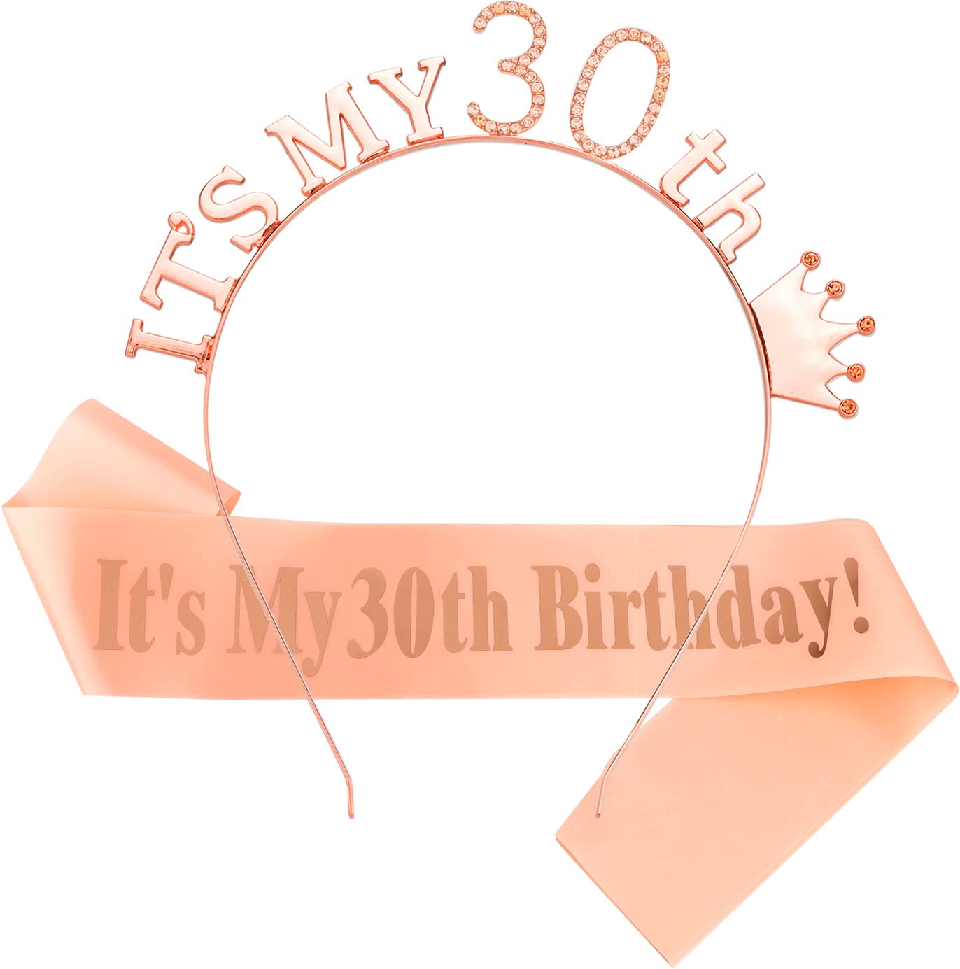 30th Birthday Crown, Cute Sash & Headband Set, Sweet Headband for Birthday Decorations & Gift for Women