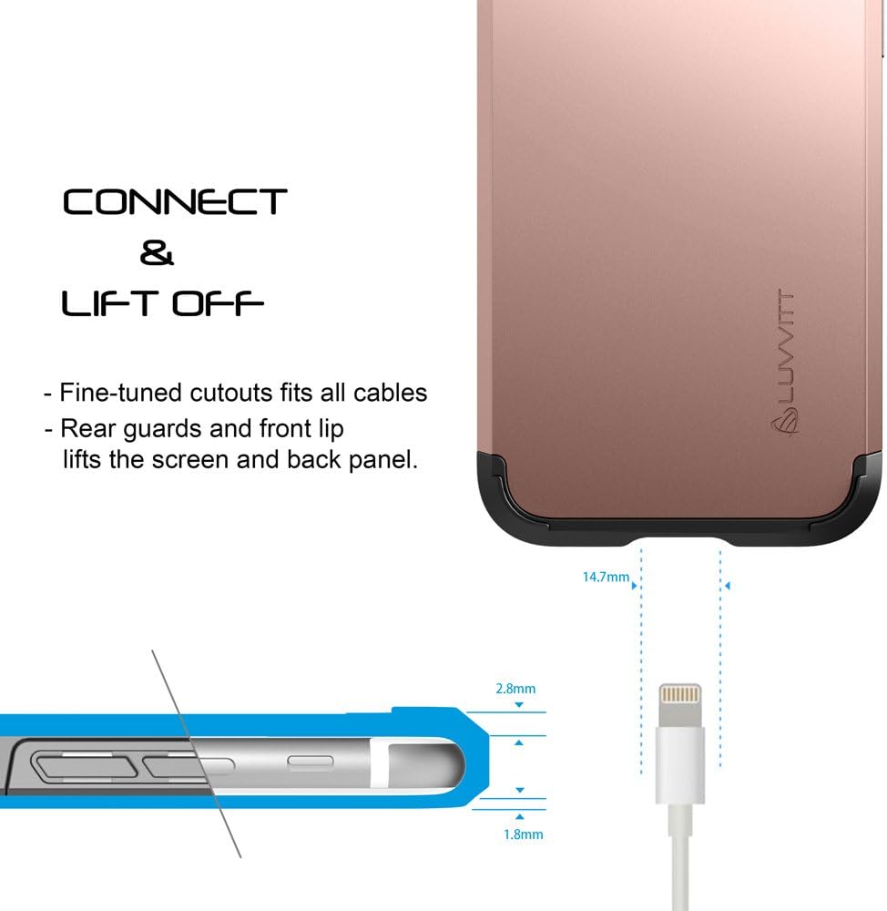 LUVVITT Ultra Armor Case for iPhone SE (2020) / iPhone 7 / iPhone 8 with Dual Layer Heavy Duty Protection and Air Bounce Technology for Apple - Rose Gold
