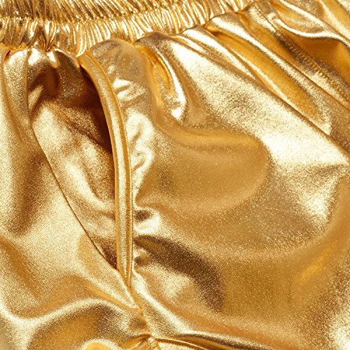 Image of Perfashion Women's Metallic Shiny Shorts Sparkly Hot Yoga Outfit