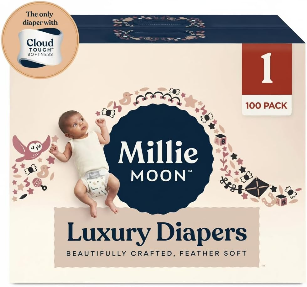 Millie Moon Luxury Diapers, Size 1, 100 Count