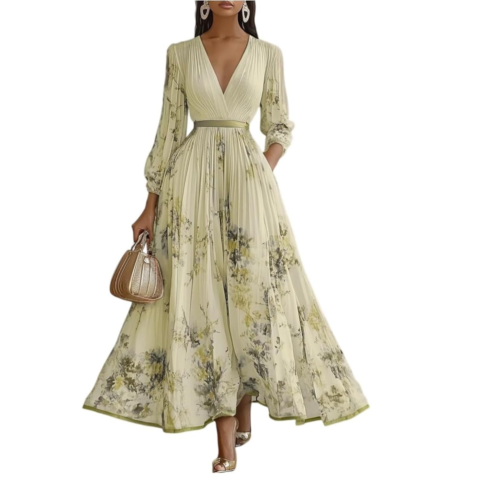 Kleid Hochzeitsgast Damen, Outfit Konfirmation Damen Gast Abendkleider Elegant Lange Kleider Für Hochzeit Cocktailkleid Brautjungfernkleid Kleid Lang Übergröße Wickelkleid Chiffonkleid Abendkleid