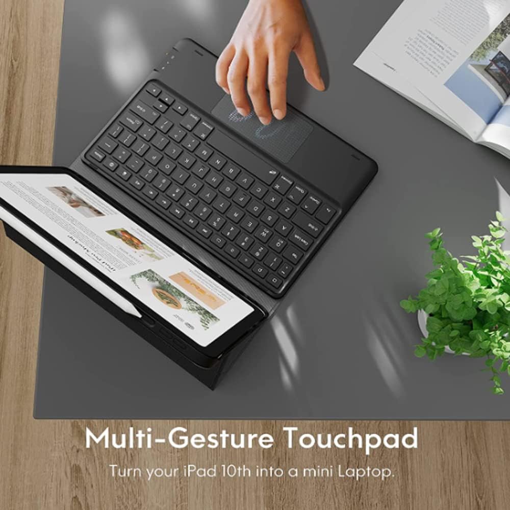 Case with Keyboard for Galaxy Tab A9 8.7-Inch 2023 (SM-X110/X115/X117), 7 Color Backlit, Smart Touchpad, Detachable Keyboard Synthetic Leather Cover with S Pen Holder for Tab A9 8.7" 2023, Black