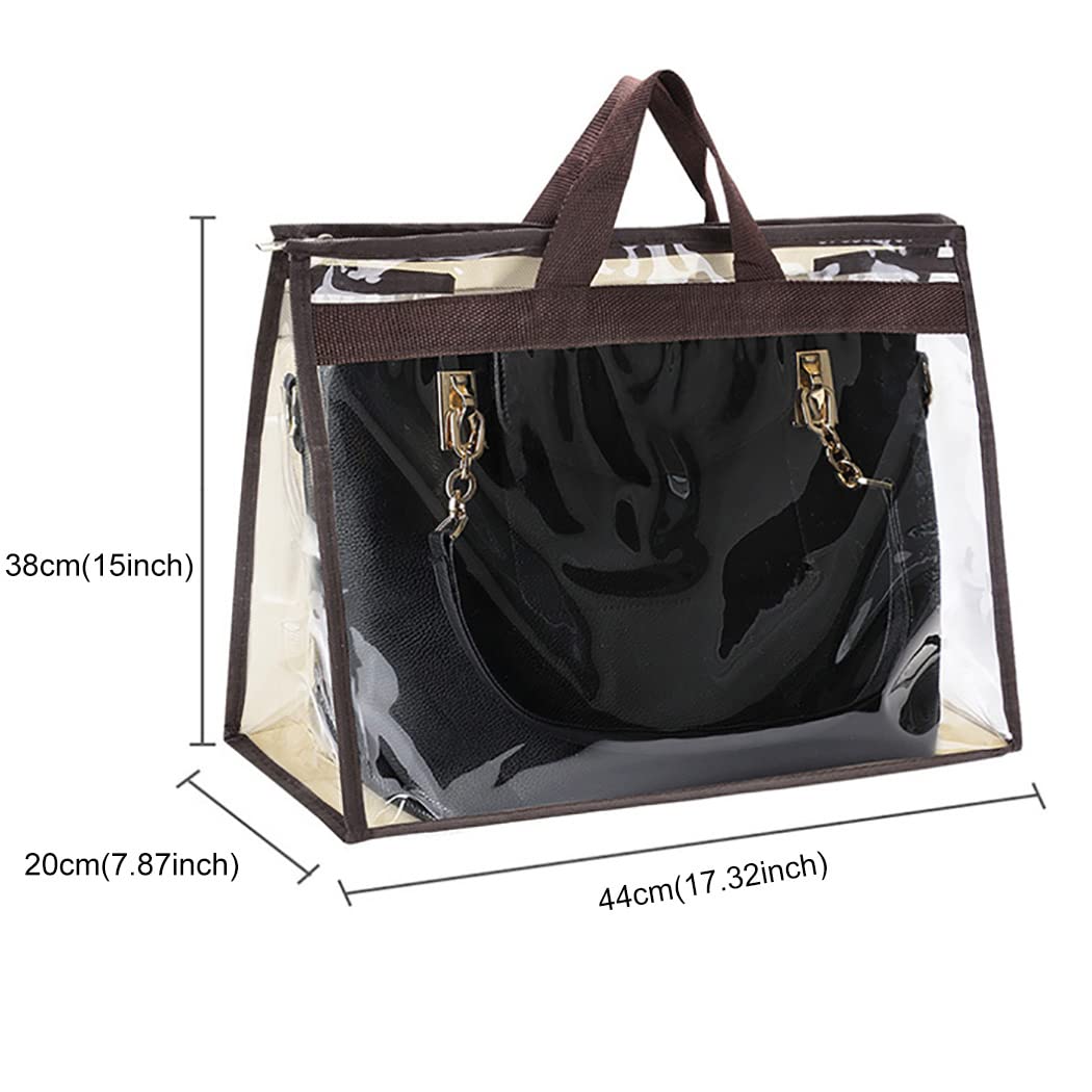 3 bolsas de polvo para bolso, organizador protector de bolso transparente, bolsas de almacenamiento para bolsos, plástico PVC y tela no tejida, diseño de asa colgante, funda protectora para uso diario
