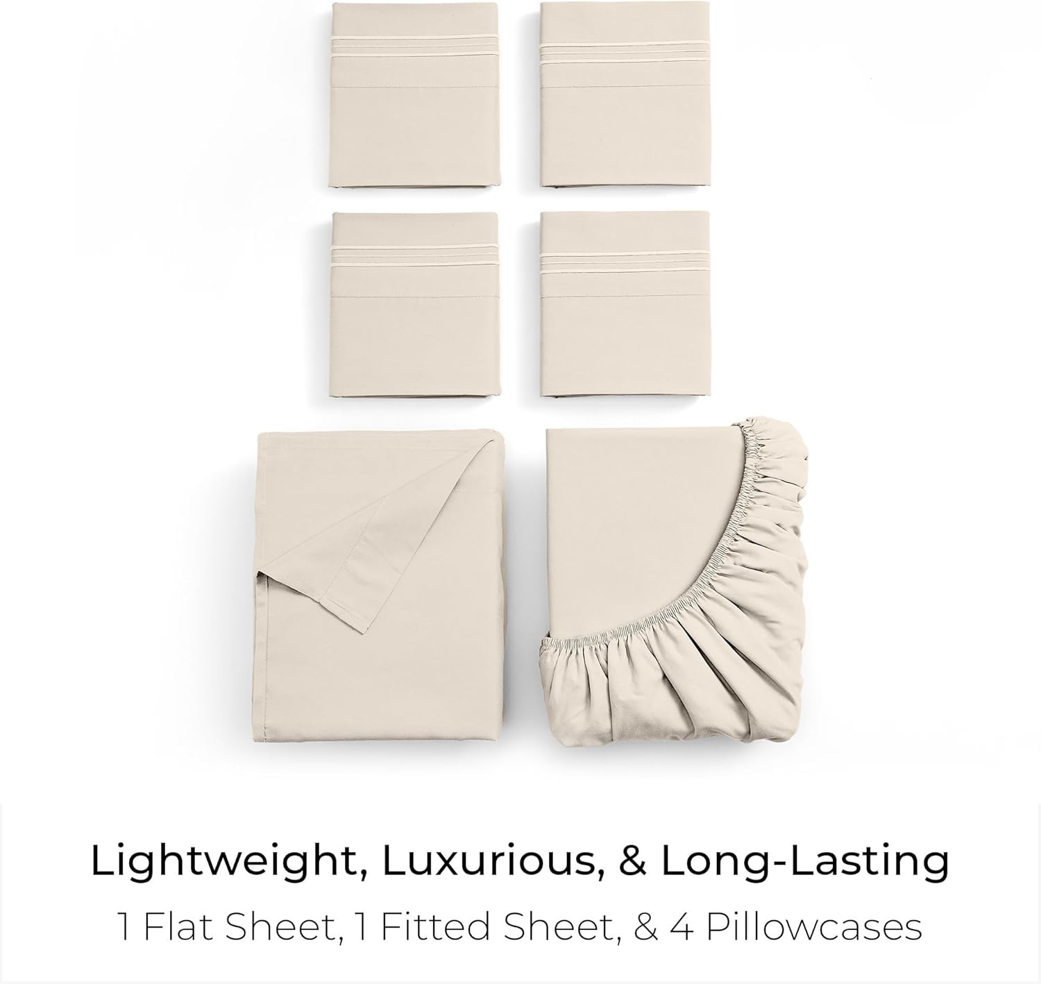 Mellanni Queen Sheet Set - 6-Piece Iconic Collection Bedding, (Including 4 Pillowcases), 21-Inch Extra Deep Pocket, Easy Care, Ultra Soft, Cooling Sheets, Brushed Microfiber - Golden Ivory - Image 3