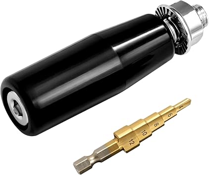1-Pack Cool Touch Damper Handle for Weber Smokey Mountain WSM Kettle Grill,Knob BBQ Smoker Damper Thumb Handle with M8 Male Threaded Stem,Including Step Drill Bit for DIY Installation Convenience