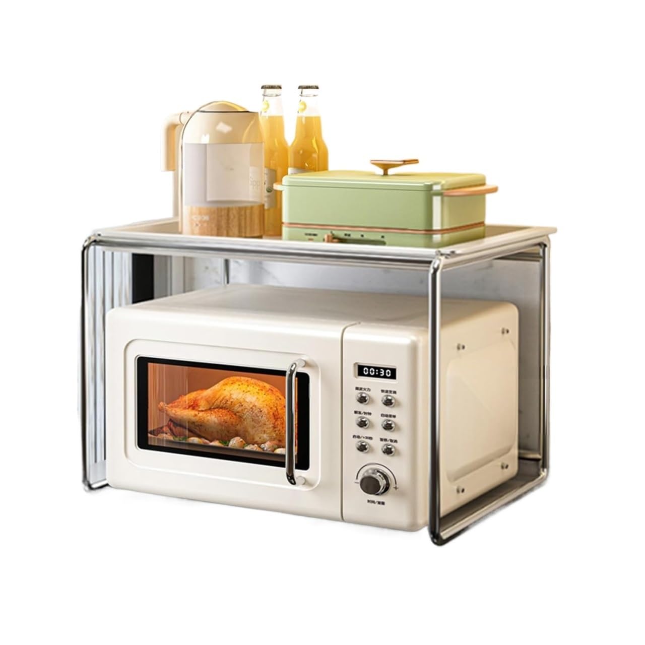 GLJTUO Microwave Oven Rack Removable Kitchen Countertop & Shelf for Serving Plates Space-Saving rage Solution for Kitchen Essentials