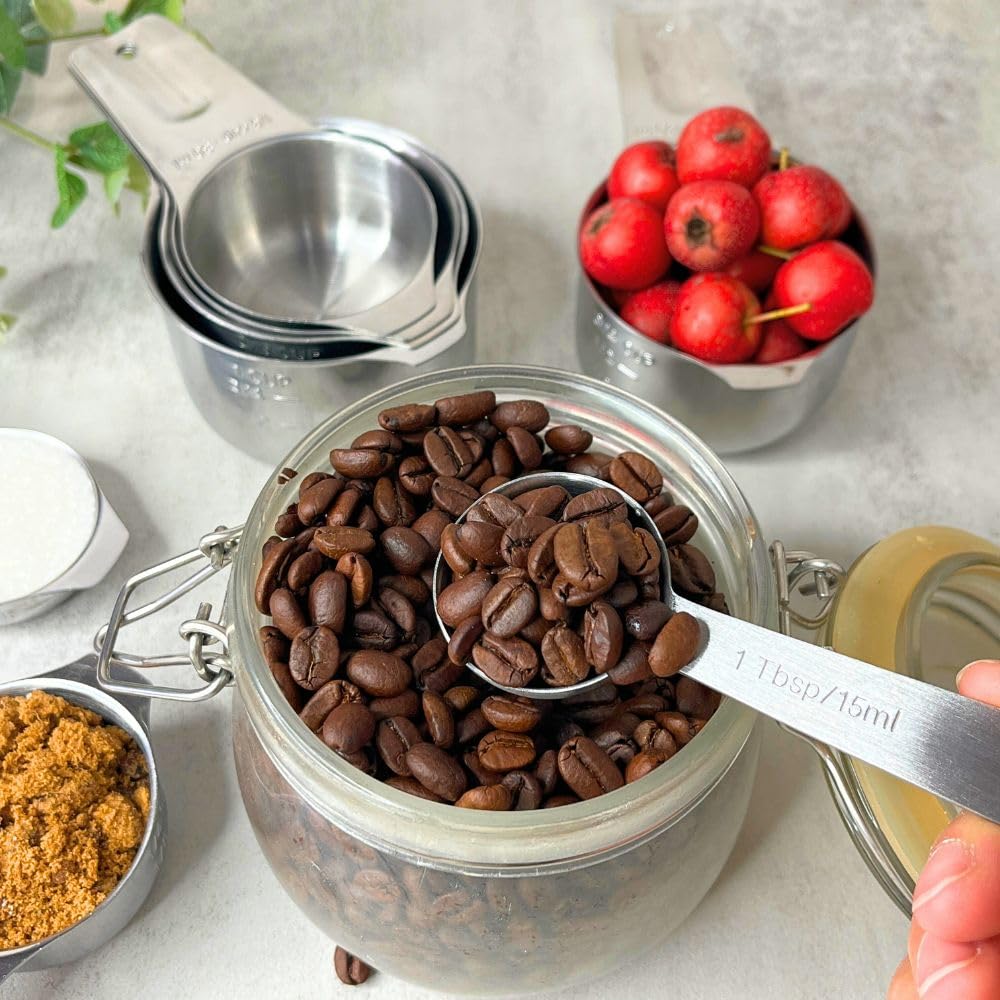 Edelstahl-Messbecher- und Messlöffel-Set mit rundem Anschluss, Küchenmesslöffel und -becher, Küchenwerkzeug zum Kochen und Backen (13-teiliges Set)