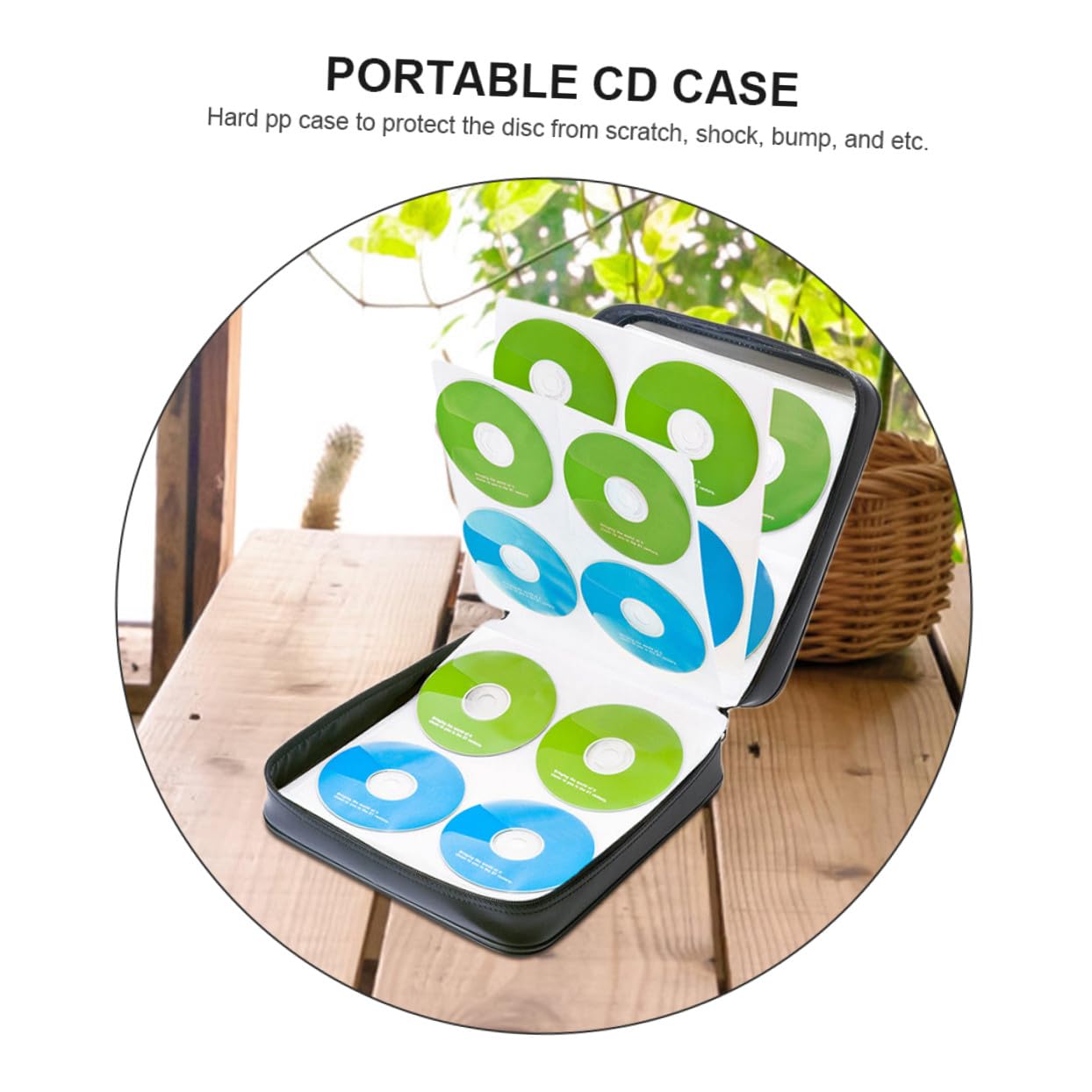 STOBAZA Custodia Per Cd e Dvd Portatile Capacità 160 Dischi in Pp Rigida Rivestimento Interno Non Tessuto, Protezione Antigraffio, Maniglia Per Trasporto, Organizer Per Casa e Viaggi