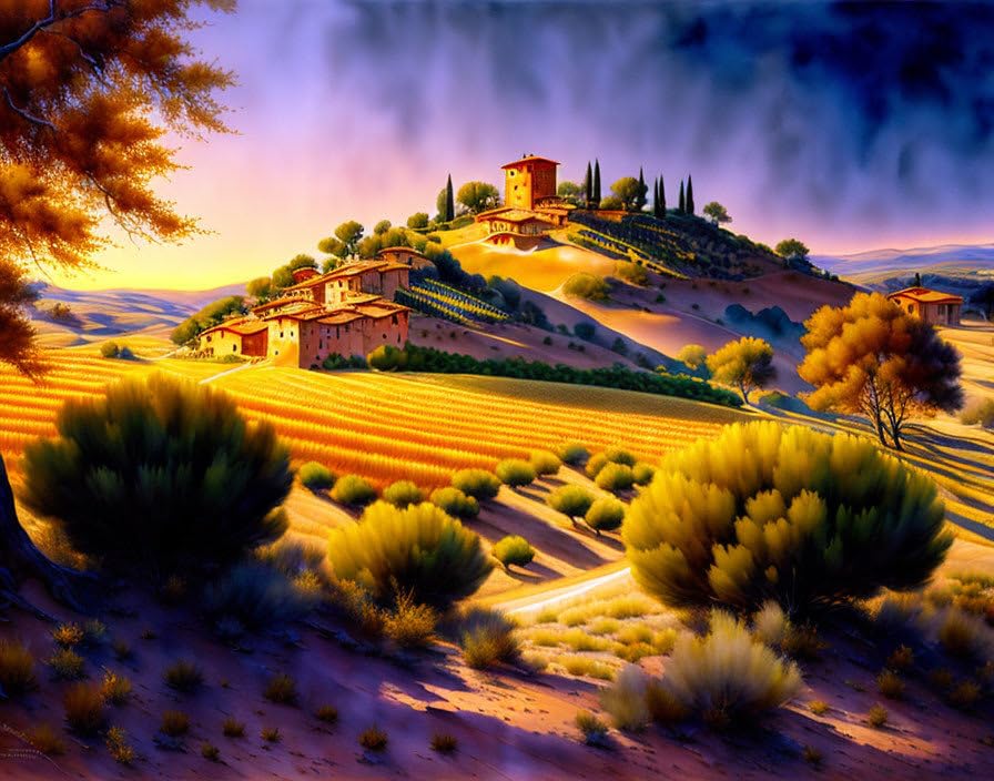 Peinture sur toile paysagiste rurale GerRit de 58x90 cm pour decoration murale