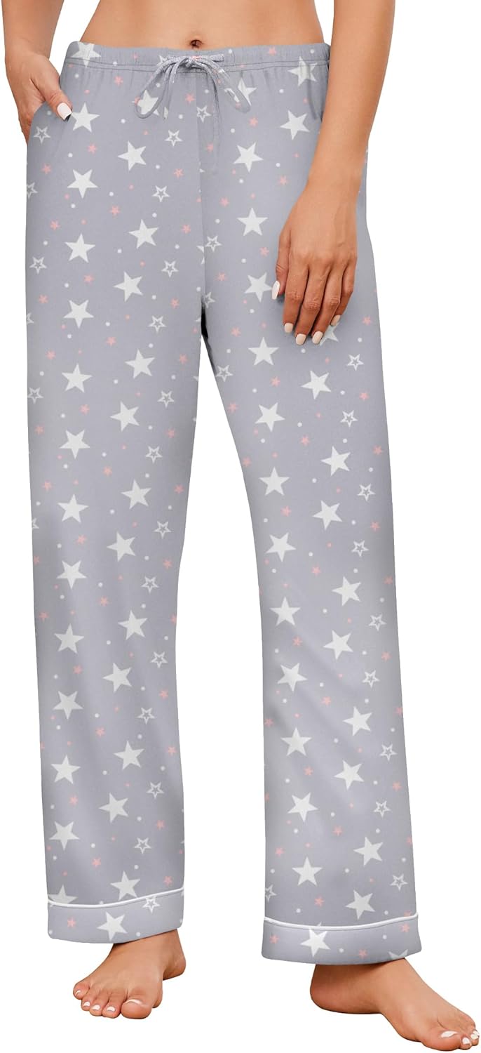 ELESOL Women's Winter Comfy Pajama Pants Long Drawstring Elastic Waistband Sleep Bottoms with Pockets
