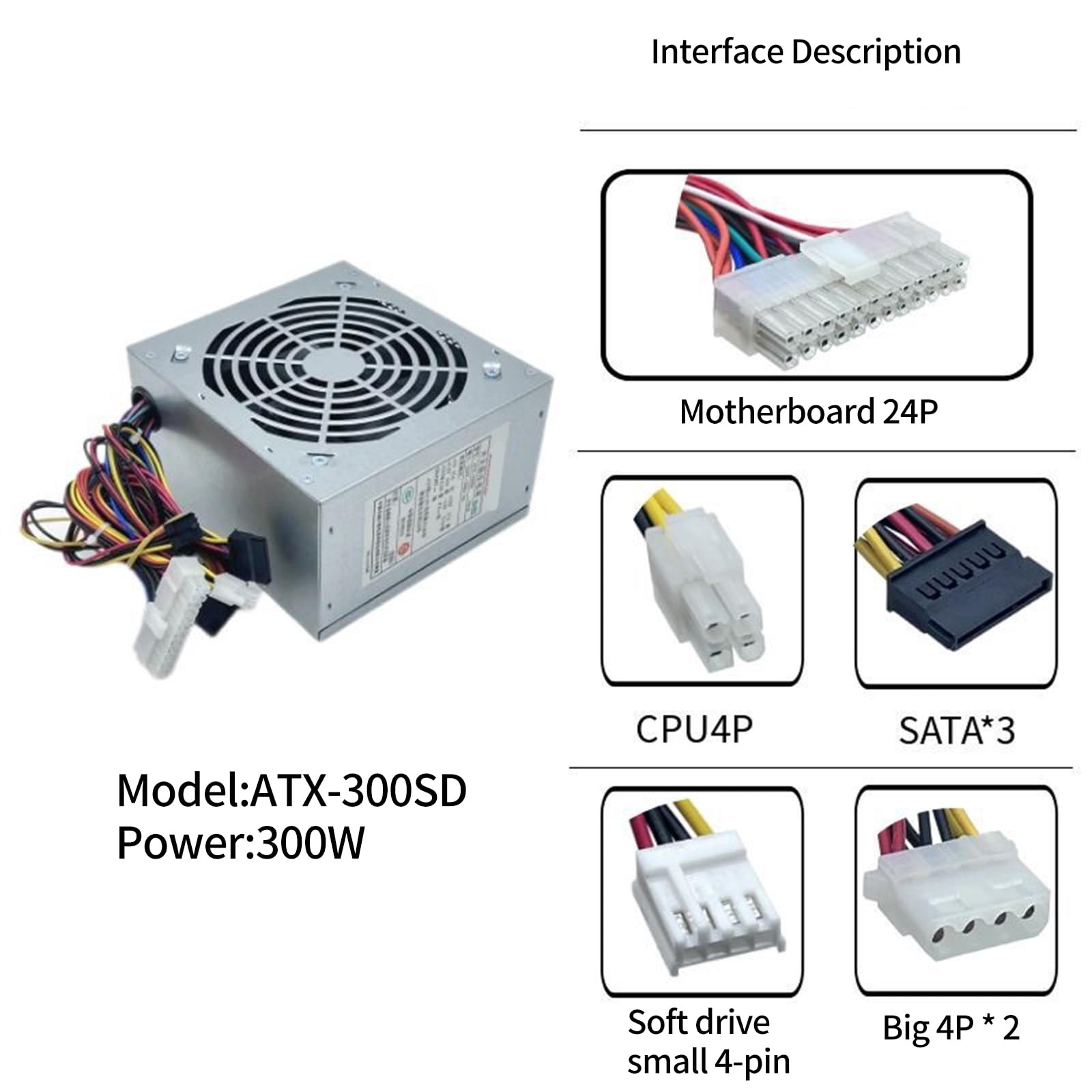 Alimentatore 200W/250W/300W/350W 300SD 200SD per Giocatori Modulo Alimentazione PC con Tensione Affidata