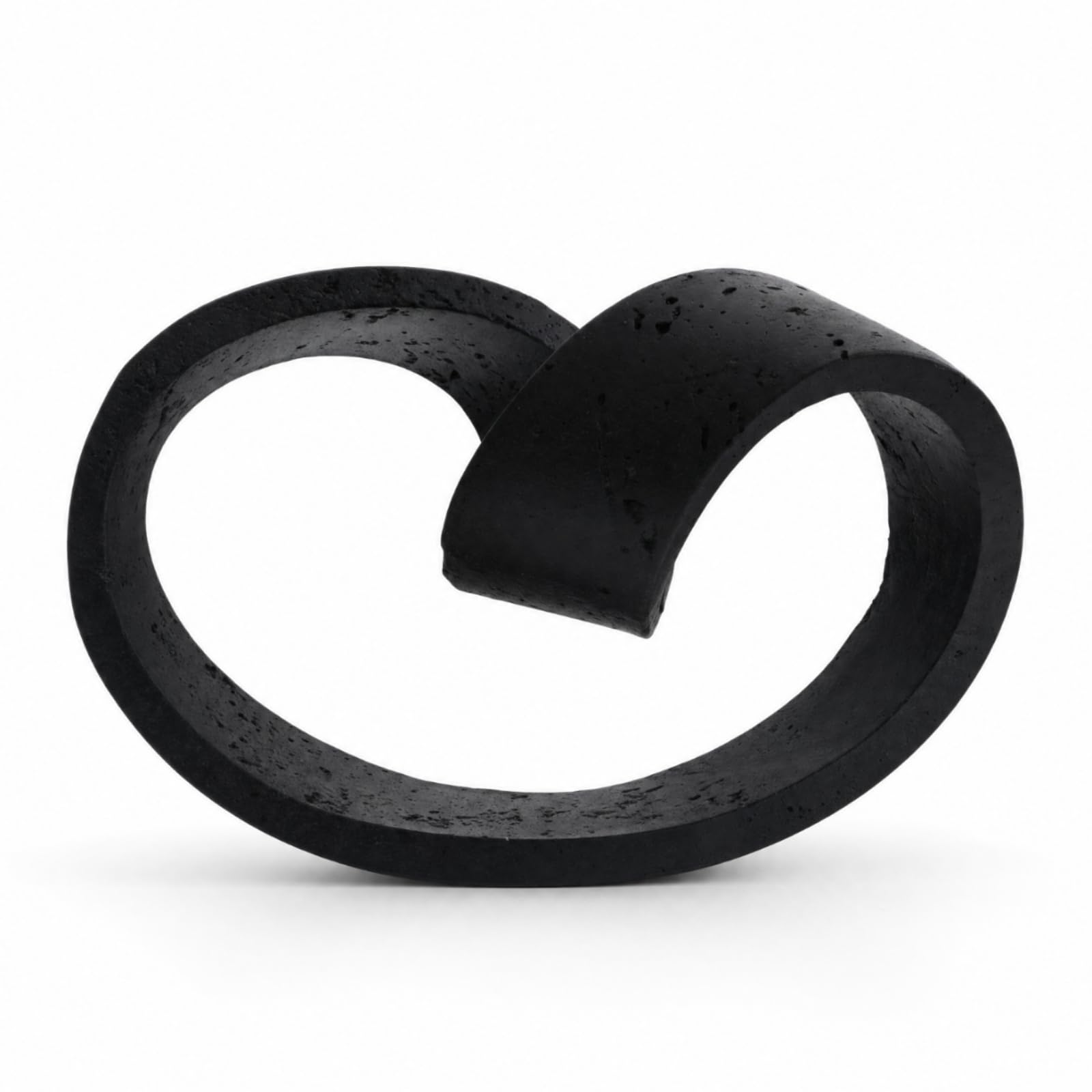 Sculpture abstraite effet pierre naturelle design luxe noir 27cm