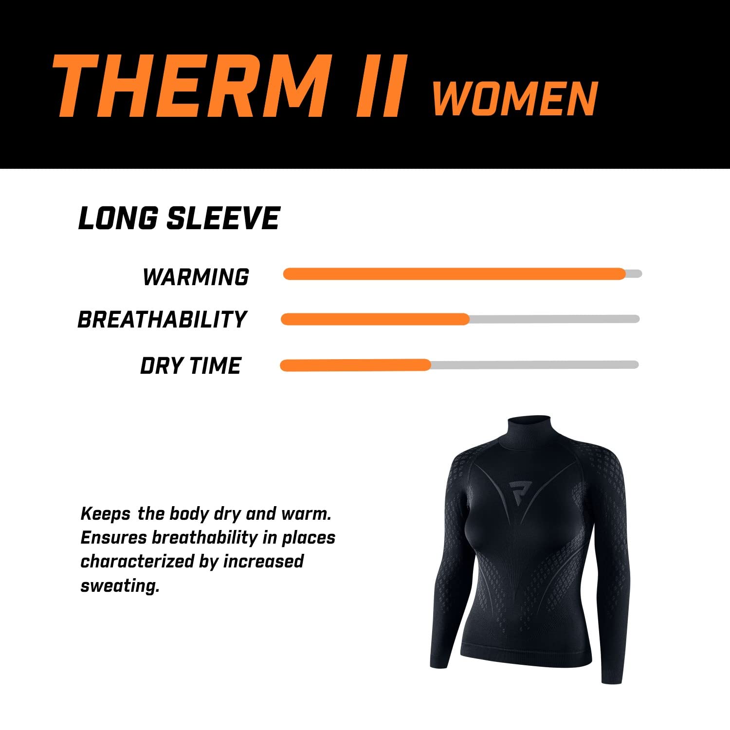 REBELHORN Therm II Lady Thermo Jersey Damen | Langarm | Thermounterwäsche | Funktionsshirt | Feuchtigkeitsableitung | Atmungsaktiv | Kompressionszonen | Thermomotorradkleidung