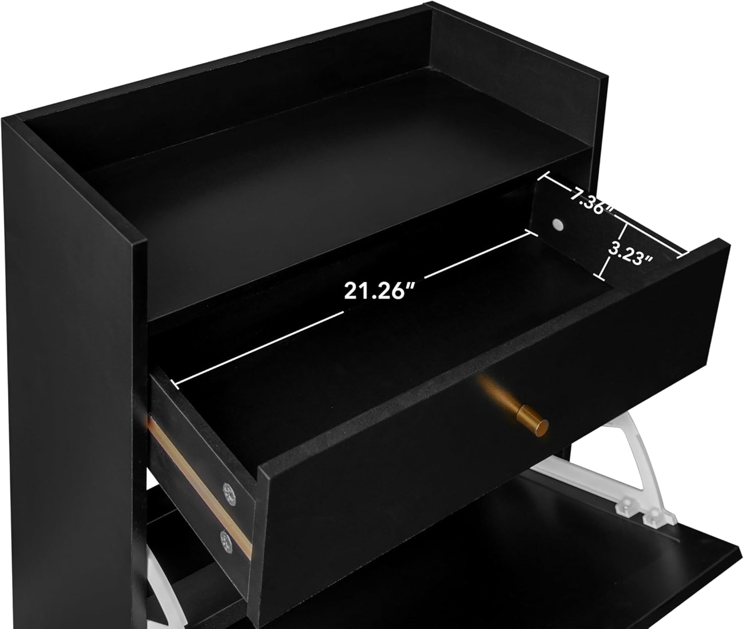 Rattan Shoe Storage Cabinet Double Layer Shoes Rack with 2 Flip Drawers, Freestanding Shoe Cabinet Organizer for Entryway,Hallway,Foyer (Black)