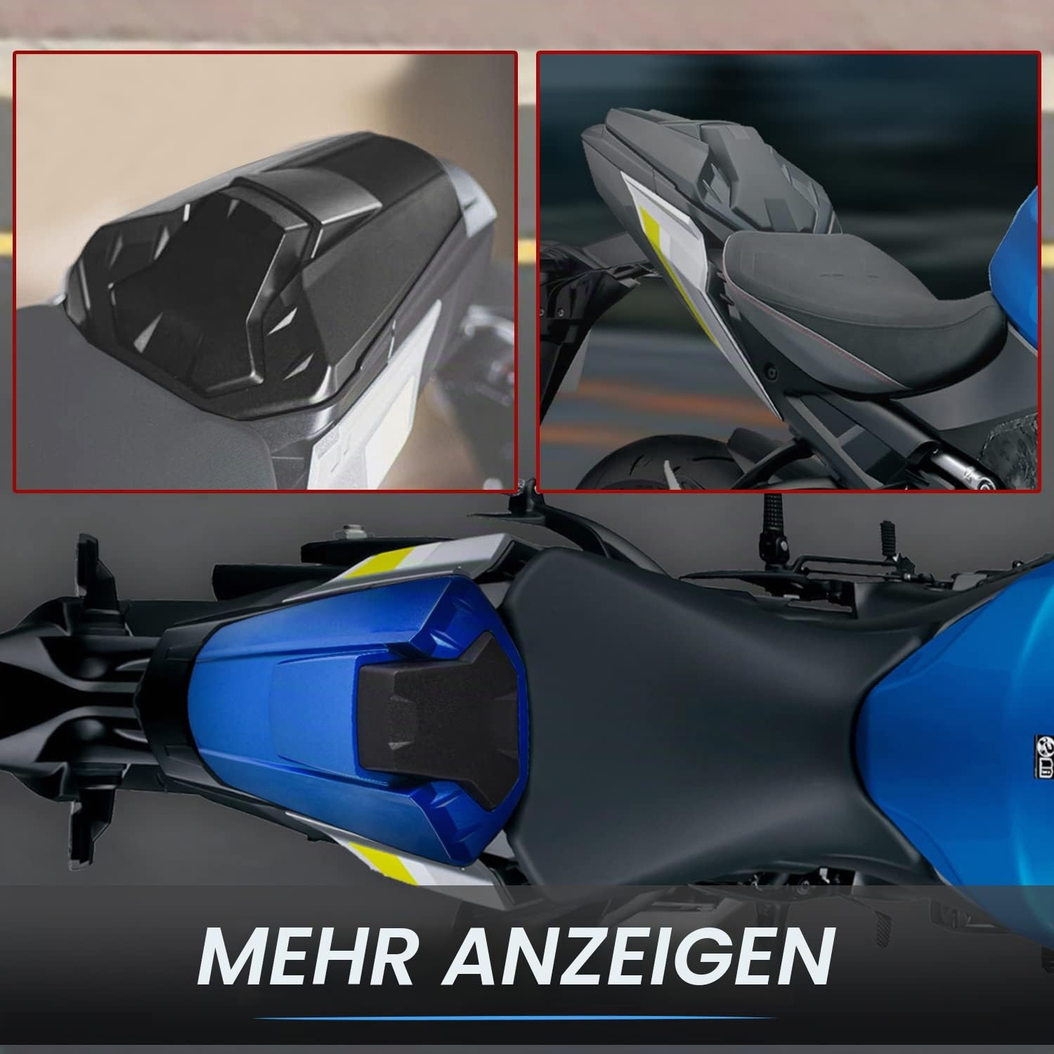 Motorrad Hinten Soziusabdeckung Beifahrersitz Verkleidung Heckabdeckung Rücksitzbezug für GSXS 1000 GSX-S1000 2021 2022 2023 2024 Sozius Solo Verkleidung, Matt-schwarz