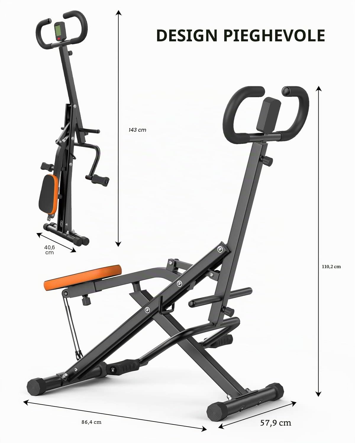 Dskeuzeew - Cyclette Power Body, attrezzatura per allenamento degli addominali, attrezzatura per palestra domestica, per addome, braccia, gambe, schiena e glutei