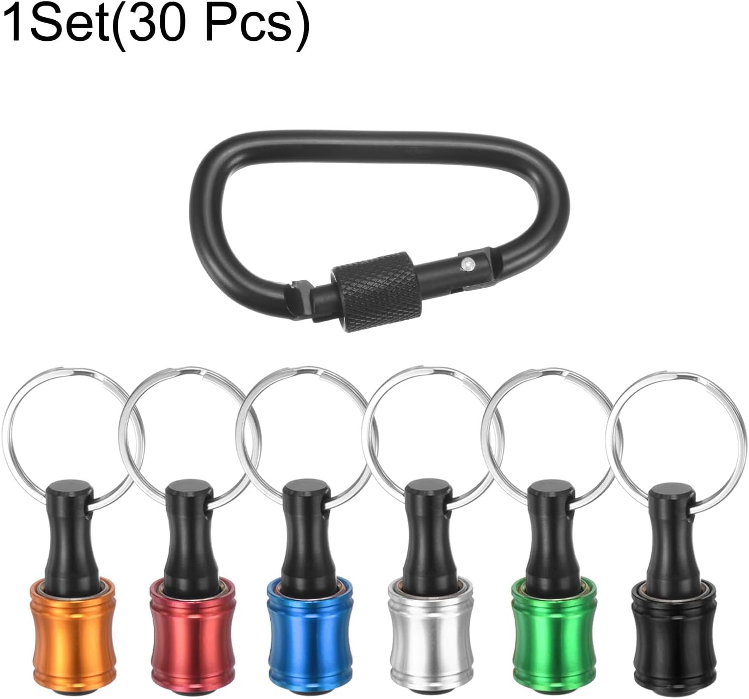 HARFINGTON 30PCS Keychain Aluminum Alloy Screwdriver Bits Holder Extension Bar Release Drill Screw Adapter Quick-Change Portable Lightweight for 1/4 in Hex Shank