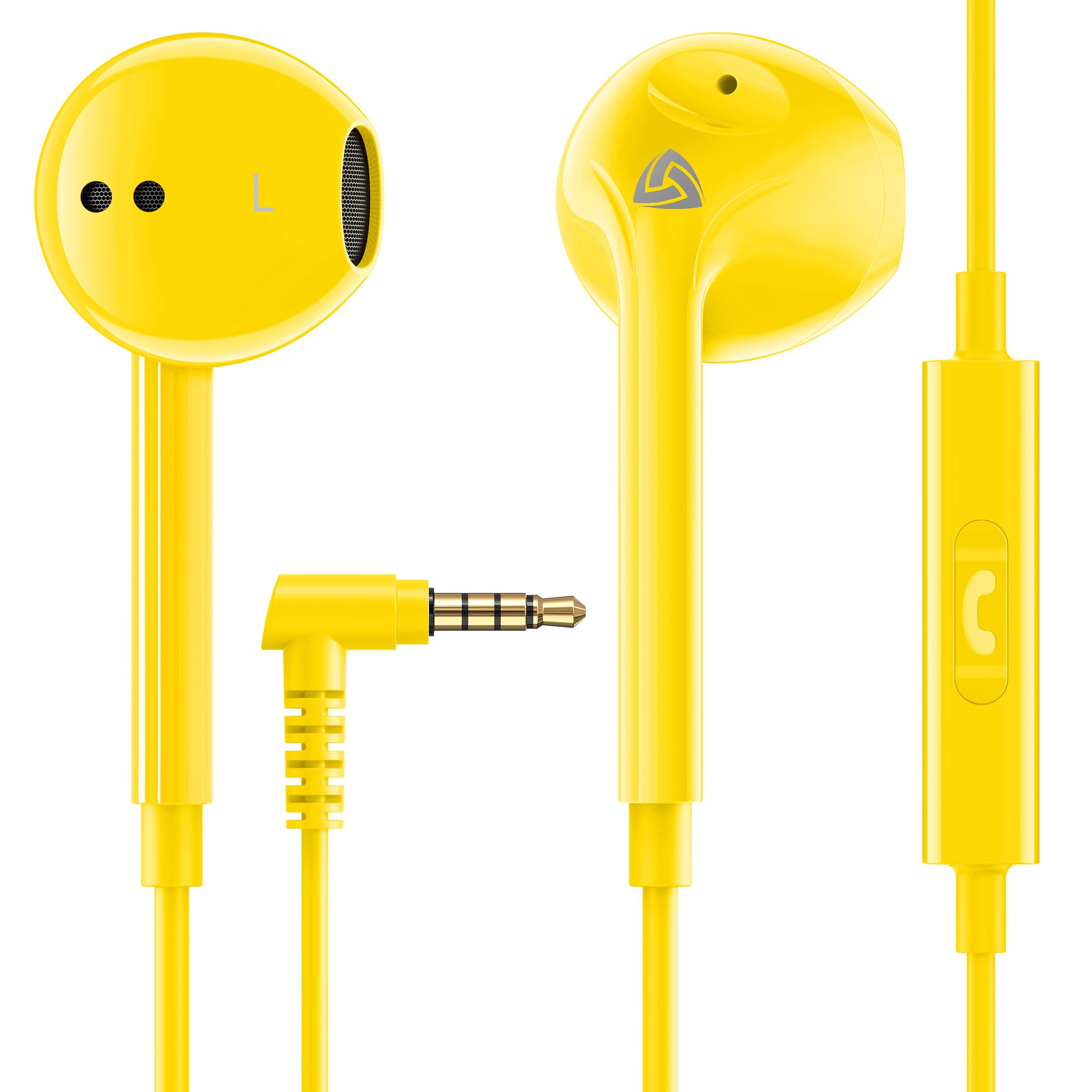 LUDOS Zenith Wired Earbuds in-Ear Headphones, 2 Years Warranty, Earphones with Microphone, Corded for 3.5mm Jack Ear Buds for iPhone, Samsung, Computer, Laptop, Kids, School Students, Woman - YellowClimatePartner certified
