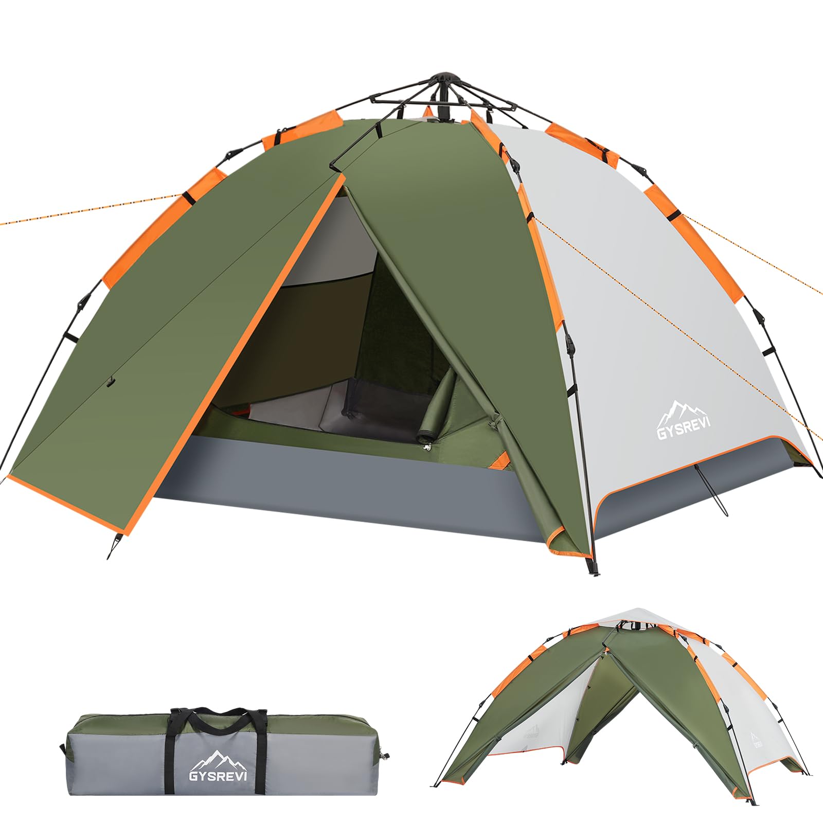 Tienda de Campaña 2-3 Personas Pop Up Instantánea 2 en 1 Doble Capa Anti Impermeable Viento