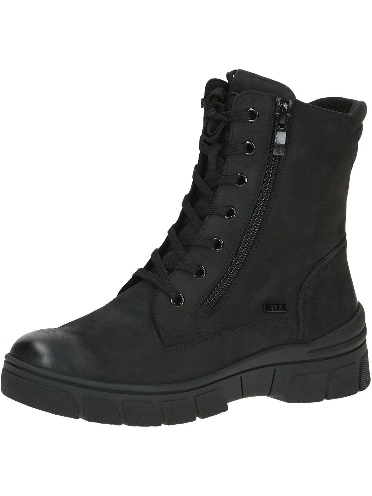 CAPRICE women's winter lace-up ankle boots leather water-repellent, Black (Black Nubuc), 6.5 UK