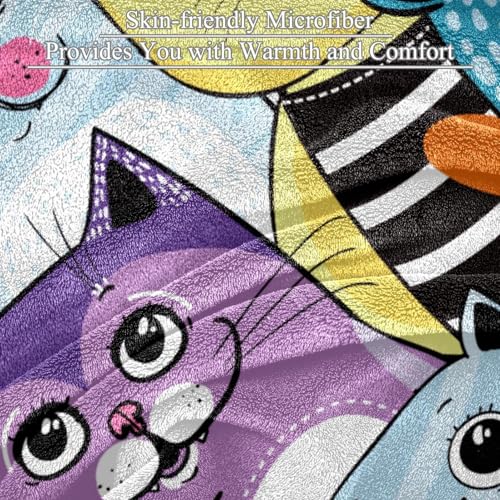 Couverture microfibre chaude jeté de canapé doux motif chat - 3