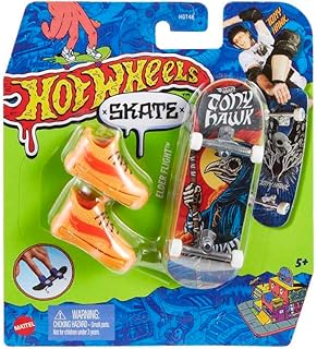 Hot Wheels Skate Fingerskate Tony Hawk HNG28 Pack of 1 Finger Skateboard + 1 Pair of Sneakers Orange