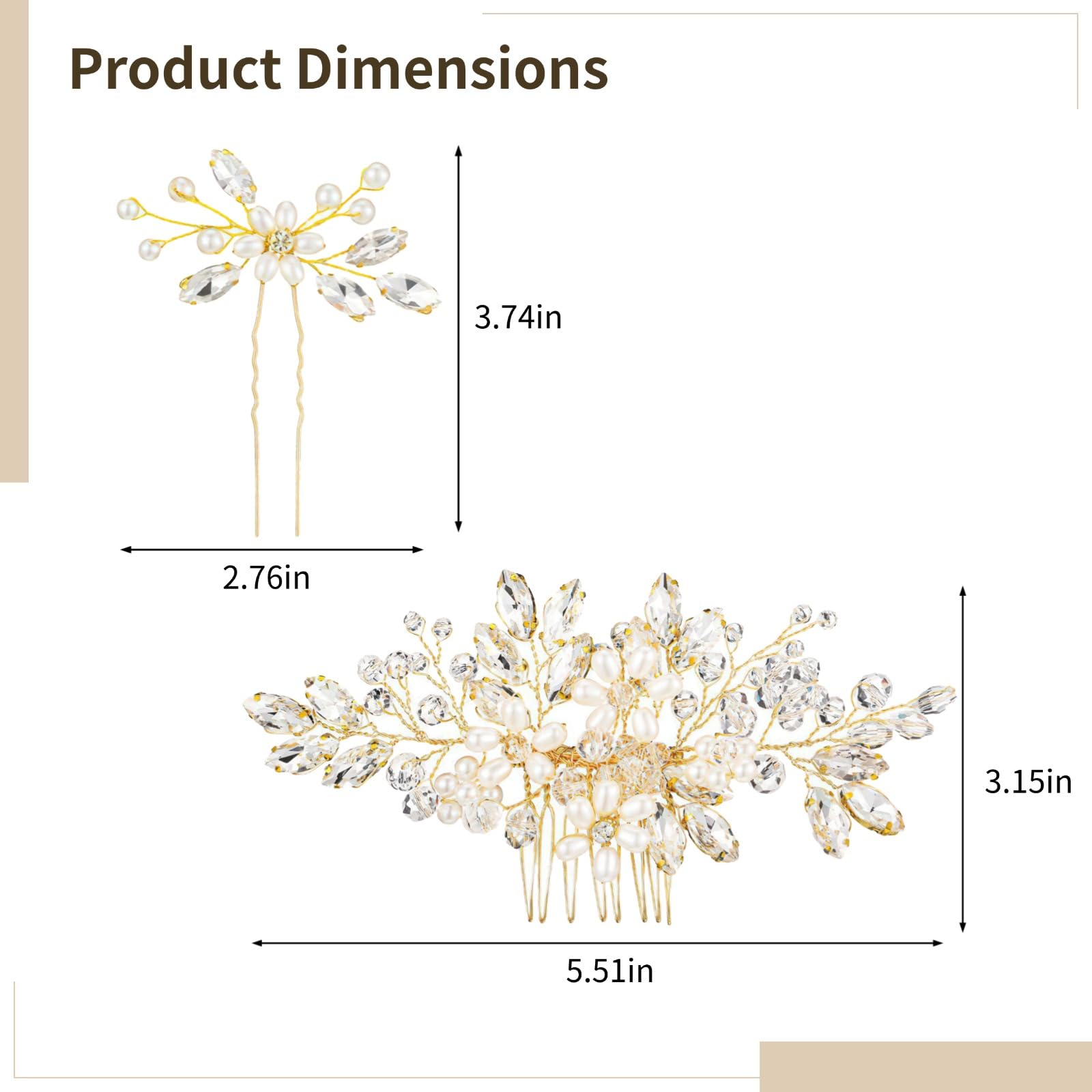 Lot de 10 peignes à cheveux de mariée, 5 dorés et 5 argentés pour mariage, set de pics cheveux perles et cristal pour mariées, accessoires cheveux raffinés pour mariage et cérémonie