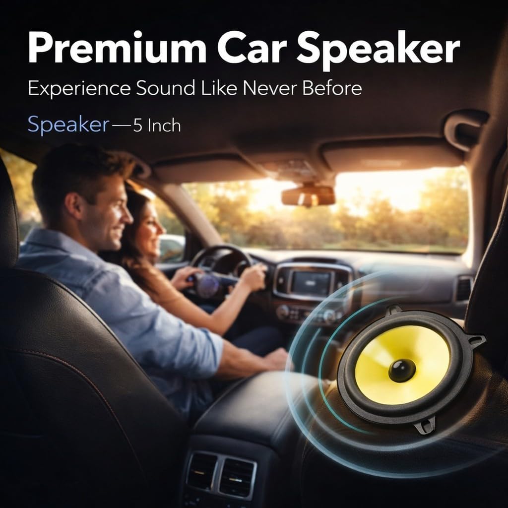 4 Way Car Speaker 5 Inches, 400W Full Range Stereo Loudspeaker, 2pcs - Excellent Sound Quality, Durable Metal Seal Design, Ideal for Cars and RVs