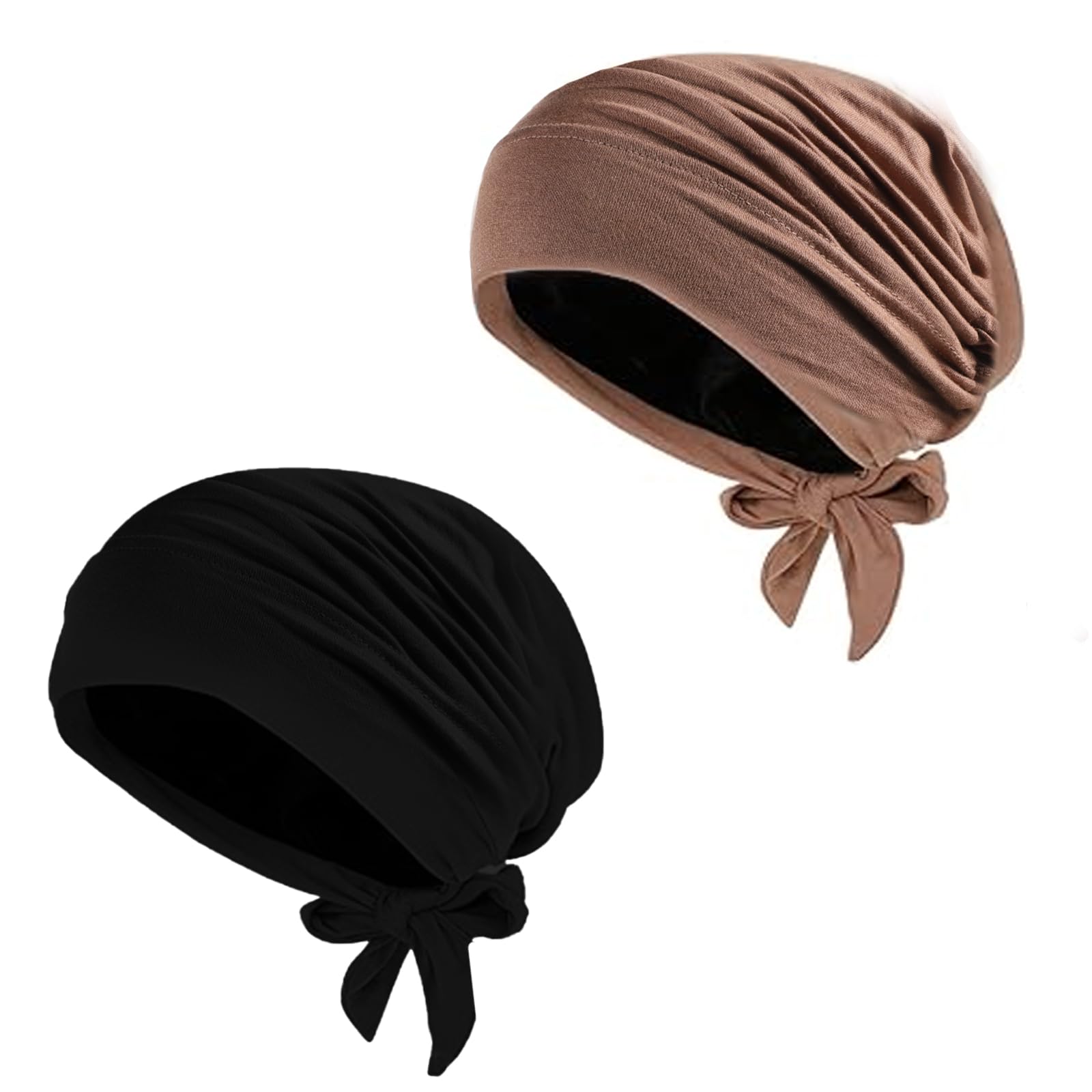 2 Pieces Women Muslim Under Scarf Hats Hijab Cap Inner Under Scarf Hat Turban Underscarf Turban Caps for Women Inner Beanies Hat with Tie Back Closure